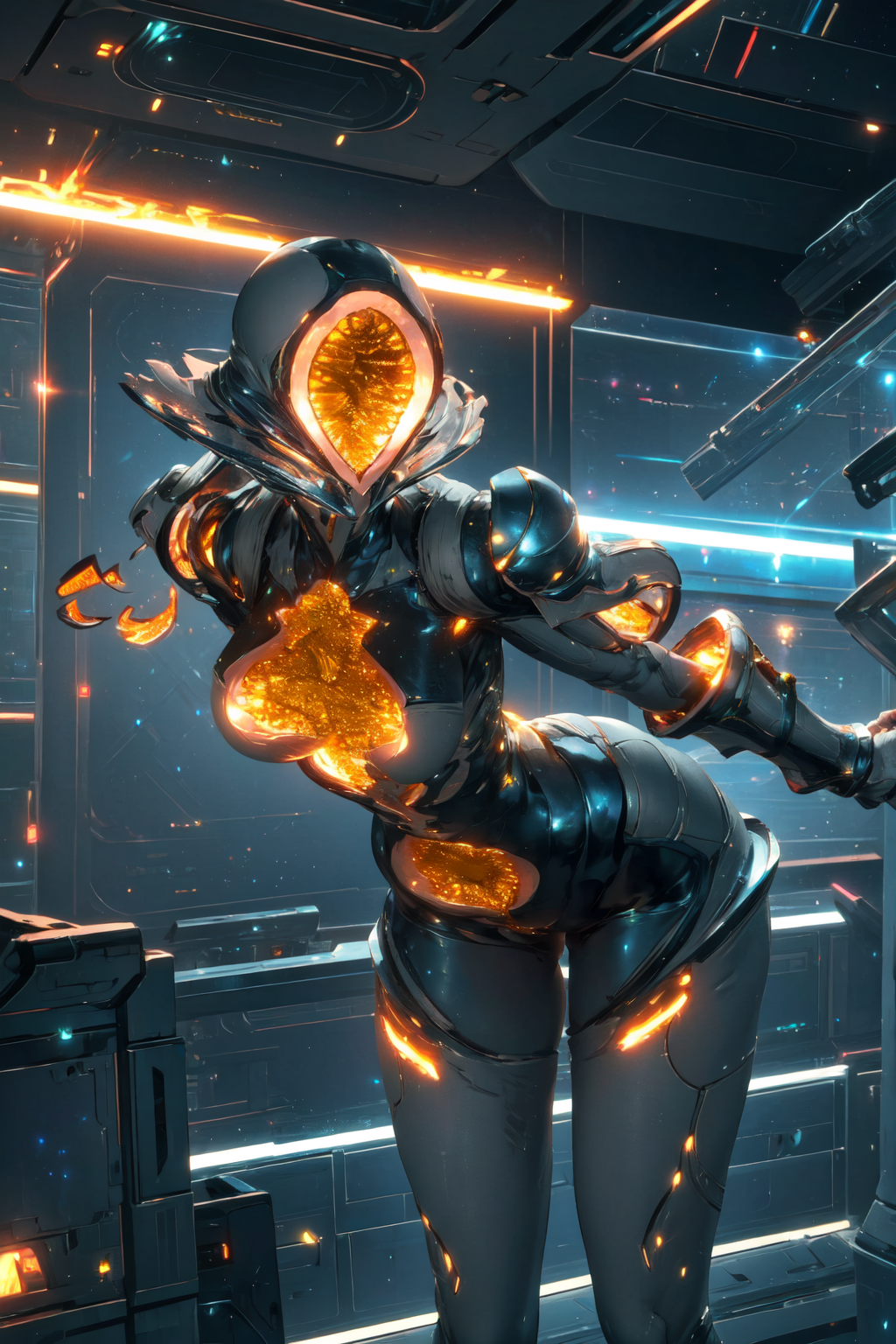 00959-2849666694-masterpiece,best quality,1girl,citrine,bodysuit,armor,face covered,energy glowing,large breasts,wide hips,standing,(bent over_1.png